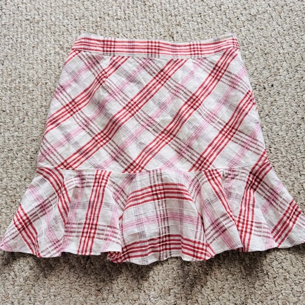Veronica Beard Kaia pink plaid mini skirt size 4